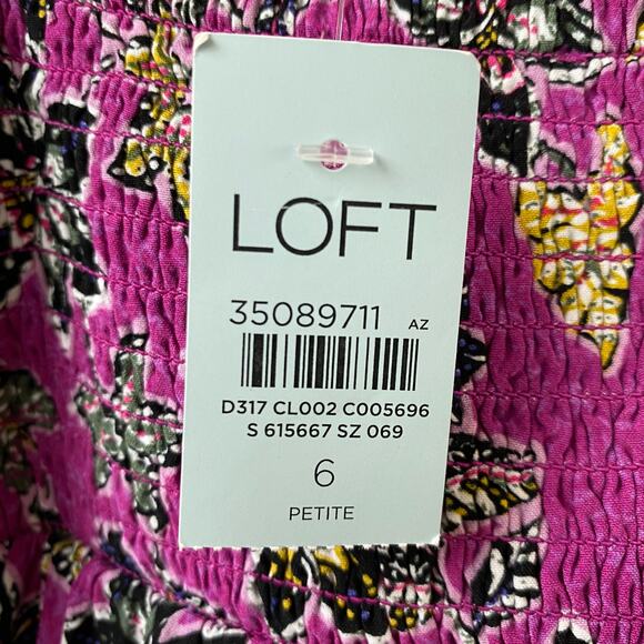 LOFT Hibiscus Halter Tiered Midi Dress Women Size 6‎ Purple Boho Cottagecore NWT - Picture 7 of 11